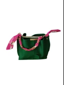 Fular Detaylı Yeşil El Omuz Çantası - 2