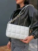 Beyaz Askılı Kare Nakışlı El Omuz Çantası - 2