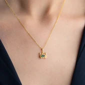 Vaoov 925 Ayar Yeşil Taşlı Yengeç Kolye thumbnail 2