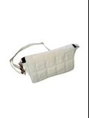 Beyaz Askılı Kare Nakışlı El Omuz Çantası - 1