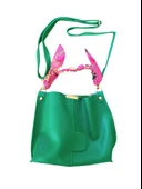 Fular Detaylı Yeşil El Omuz Çantası - 1