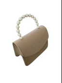 İnci Saplı Bej Çanta - 3