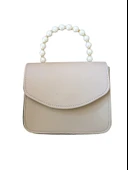 İnci Saplı Bej Çanta - 4