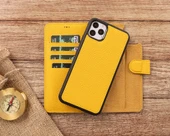 Apple iPhone 11 Pro Max Uyumlu Deri Cüzdanlı Kılıf FL12 Sarı - 2