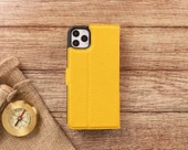 Apple iPhone 11 Pro Max Uyumlu Deri Cüzdanlı Kılıf FL12 Sarı - 5