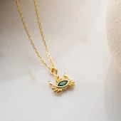 Vaoov 925 Ayar Yeşil Taşlı Yengeç Kolye thumbnail 5