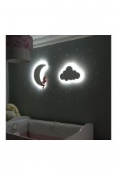 Peri Kızı ve Beyaz Bulut Bebek Odası Aydınlatmaları - 100 Yıldız Sticker - 3