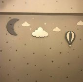 1 Gri Aydede, 1 Beyaz Bulut, 1 Gri Balon Aydınlatma, 3 Küçük Bulut ve  150 Yıldız Sticker - 1