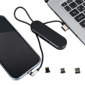 Powermaster PM-25906 Siyah 3in1  (Type C- Lightning- Micro Usb) Manyetik Uç Taşınabilir Şarj Kablosu - 1