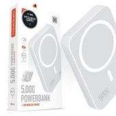 Powerway 5.000mAh PD15W Magsafe Kablosuz Wireless Taşınabilir Şarj Cihazı Beyaz Powerbank TXM5 - 1