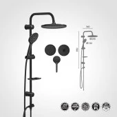 SUKAR Siyah Tepe Duş Seti Rain Black Deluxe Jet Black thumbnail 2