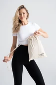 Kadın Sporcu Tayt Yüksek Bel Toparlayıcı Esnek Dar Paça Siyah Dört Mevsim Slim Fit - 8