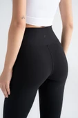 Kadın Sporcu Tayt Yüksek Bel Toparlayıcı Esnek Dar Paça Siyah Dört Mevsim Slim Fit - 7