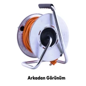 Metal Makaralı Seyyar 4 Prizli IP20 Uzatma Kablosu 3x2.5 mm CCA Kablo 40 Metre Termal Sigorta - 5