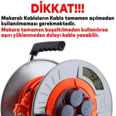 Metal Makaralı Seyyar Kablo Kapaklı 4 Prizli Uzatma Kablosu 3x1.5 mm CCA Kablo 35 Metre - 4