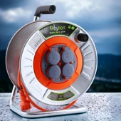 Metal Makaralı Seyyar Kablo Kapaklı 4 Prizli Uzatma Kablosu 3x1.5 mm CCA Kablo 35 Metre - 5