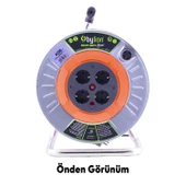 Metal Makaralı Seyyar 4 Prizli IP20 Uzatma Kablosu 3x2.5 mm CCA Kablo 40 Metre Termal Sigorta - 3