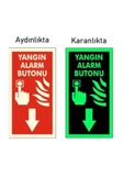 ünal grup  5 Adet Fosforlu Yangın Alarm Butonu Levhası - 1