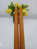 qosrix 2'li Hardal Sarısı Şamdan Soya Mumu 1. Kalite Soya Doğal Vanilya Kokulu Uzun Çubuk Konik Mum Dekoratif thumbnail 1