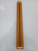 qosrix 2'li Hardal Sarısı Şamdan Soya Mumu 1. Kalite Soya Doğal Vanilya Kokulu Uzun Çubuk Konik Mum Dekoratif thumbnail 4