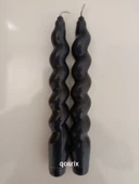 qosrix 2'li Antrasit Gri Italyan Burgulu Şamdan Soya Mumu Doğal Kokulu Uzun Çubuk Konik Burgu Spiral Mum Dekoratif - 4