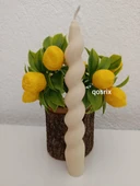 qosrix 2'li Krem Italyan Burgulu Şamdan Soya Mumu Doğal Kokulu Uzun Çubuk Konik Burgu Spiral Mum Dekoratif thumbnail 6