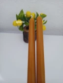 qosrix 2'li Hardal Sarısı Şamdan Soya Mumu 1. Kalite Soya Doğal Vanilya Kokulu Uzun Çubuk Konik Mum Dekoratif thumbnail 2