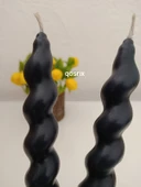 qosrix 2'li Antrasit Gri Italyan Burgulu Şamdan Soya Mumu Doğal Kokulu Uzun Çubuk Konik Burgu Spiral Mum Dekoratif - 3