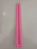 qosrix 2'li Pudra Pembe Şamdan Mumu 1. Kalite Soya Doğal Pudra Kokulu Uzun Çubuk Konik Mum Dekoratif - 5