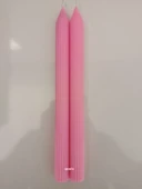 qosrix 2'li Pudra Pembe Şamdan Mumu 1. Kalite Soya Doğal Pudra Kokulu Uzun Çubuk Konik Mum Dekoratif - 3