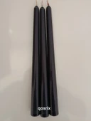 qosrix 3'lü Antrasit Gri Şamdan Soya Mumu 1. Kalite Doğal Vanilya Kokulu Uzun Çubuk Konik Mum Dekoratif - 4