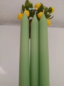 qosrix 3'lü Açık Yeşil Şamdan Soya Mumu 1. Kalite Doğal Vanilya Kokulu Uzun Çubuk Konik Mum Dekoratif thumbnail 1