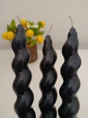 qosrix 3'lü Antrasit Gri Italyan Burgulu Şamdan Soya Mumu Doğal Kokulu Uzun Çubuk Konik Burgu Spiral Mum Dekoratif - 1