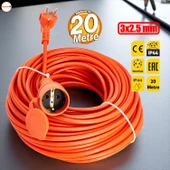 Seyyar Uzatma Kablosu Cca Turuncu 3x2.5 Mm 20 Metre Dış mekan Kablo Prizli Bahçe İçin Suya Dayanıklı - 6