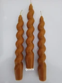 qosrix 3'lü Hardal Sarısı Italyan Burgulu Şamdan Soya Mumu Doğal Kokulu Uzun Çubuk Konik Burgu Spiral Mum Dekoratif - 2