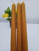 qosrix 3'lü Hardal Sarısı Şamdan Soya Mumu 1. Kalite Doğal Vanilya Kokulu Uzun Çubuk Konik Mum Dekoratif thumbnail 1