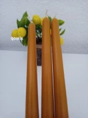 qosrix 3'lü Hardal Sarısı Şamdan Soya Mumu 1. Kalite Doğal Vanilya Kokulu Uzun Çubuk Konik Mum Dekoratif thumbnail 2