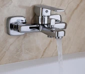 KARE KROM BANYO BATARYASI AĞIR PRİNÇ GÖVDE YÜKSEK KALİTE MUSLUK GÖŞELİ ŞIK MODERN TASARIM - 1