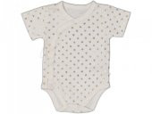 YeniDoğan Kız Yıldız Varaklı Önden Çıtçıtlı Kısa Kollu Beyaz Body - 1