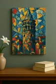 Galata Kulesi Tablosu - Picasso Tarzı %100 Pamuk Kanvas 20x30 - 1