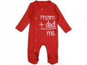 Kız Bebek Pembe Önden Çıtçıtlı Tulum Mom Dad  Me Desenli  Tulum - 1