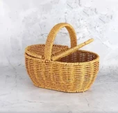 MİE 6058 Sepet Rattan Kulplu Hasır Yuvarlak - 1