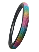 Gökkuşağı Taşlı Geçmeli Direksiyon Kılıfı-Siyah Derili - 3