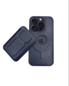 iPhone 13/14 Uyumlu Standlı Kartlıklı Magsafe Wireless Şarj Özellikli Deri Cüzdan Kılıf - 6