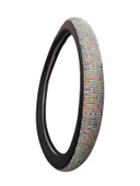 Taşlı Geçmeli Direksiyon Kılıfı-Çok Renkli Derili - 5