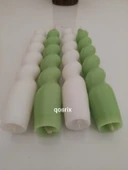 qosrix 'lü Beyaz Açık Yeşil Italyan Burgulu Şamdan Soya Mumu Doğal Kokulu Uzun Çubuk Konik Burgu Spiral Mum thumbnail 2