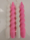 qosrix 4'lü Beyaz Pudra Pembe Italyan Burgulu Şamdan Soya Mumu Doğal Kokulu Uzun Çubuk Konik Burgu Spiral Mum thumbnail 1