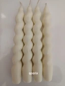 qosrix 4'lü Açık Krem Italyan Burgulu Şamdan Soya Mumu Doğal Kokulu Uzun Çubuk Konik Burgu Mum Spiral Dekoratif thumbnail 1