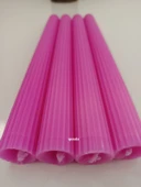 qosrix 4'lü Açık Pembe Şamdan Soya Mumu 1. Kalite Soya Doğal Pudra Kokulu Uzun Çubuk Konik Mum Dekoratif - 2