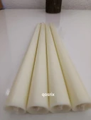 qosrix 4'lü Açık Krem Şamdan Soya Mumu 1. Kalite Soya Doğal Pudra Kokulu Uzun Çubuk Konik Mum Dekoratif - 2